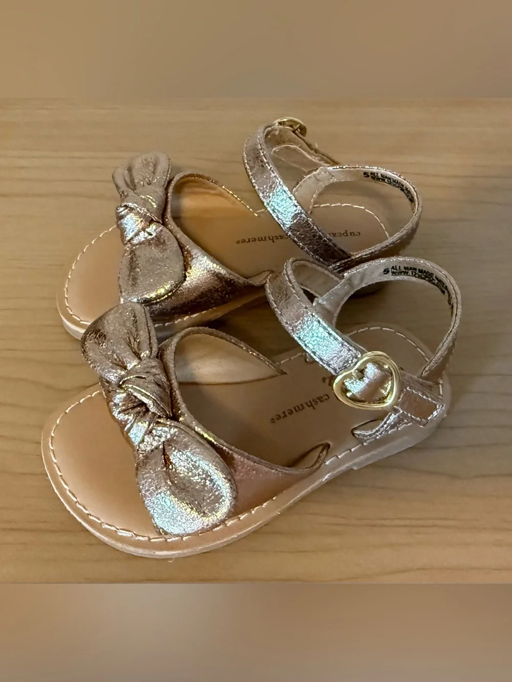 Cupcakes & cashmere Metallic Gold Bow Toddler Sandals